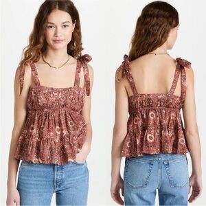 Ulla Johnson Syma Tie Top - Rosebud Size 6 orange blue